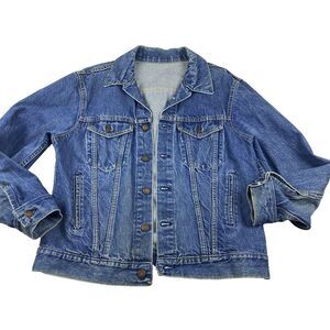 Vintage Steel Denim Jacket Men's Size‎ Small Blue Indigo Biker Trucker 80s 90s